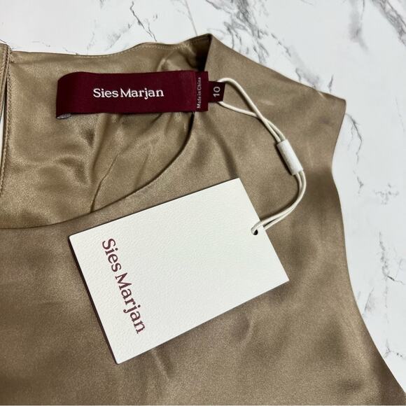 NWT Sies Marjan silk shell tank top clay tan Sz 10 - Picture 4 of 7
